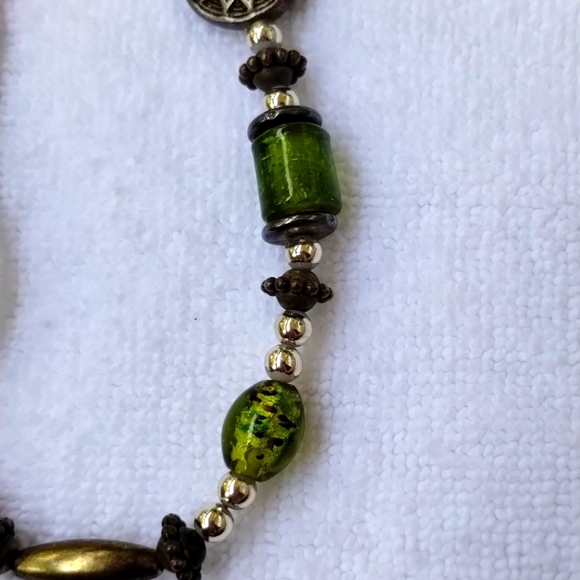 Vintage Silver Green Red Bead Eyeglasses Sunglasses Chain - Picture 6 of 7